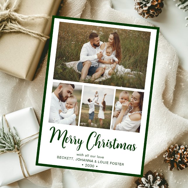 Merry Christmas 4 Photo Holiday Card (Creator Uploaded)