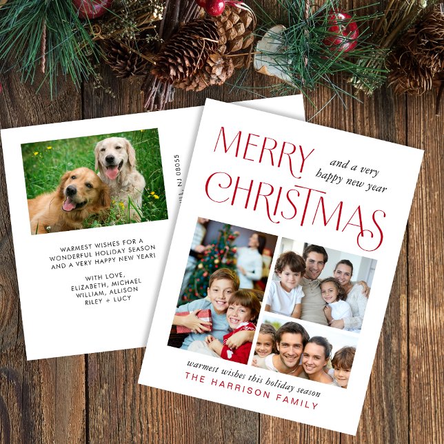 Merry Christmas 4 Photo Holiday Postcard (Creator Uploaded)