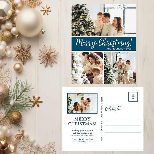Merry Christmas 4 Photo  Holiday Postcard (Creator Uploaded)