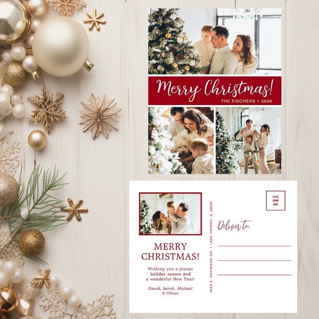 Merry Christmas 4 Photo  Holiday Postcard (Creator Uploaded)