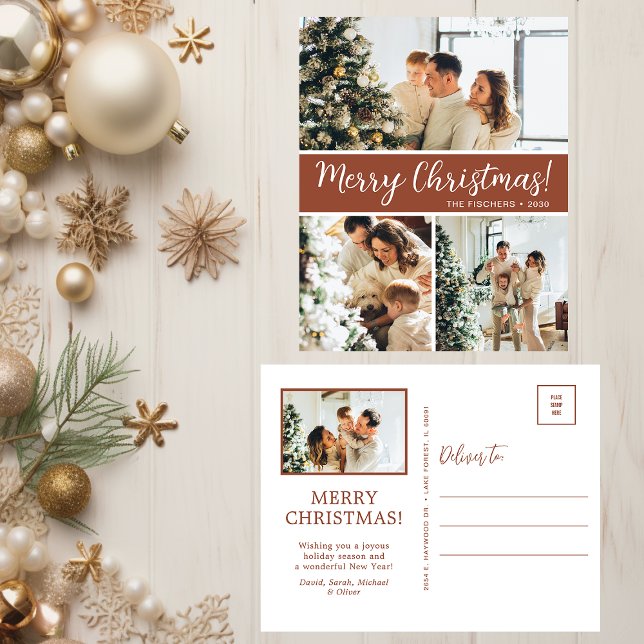 Merry Christmas 4 Photo  Holiday Postcard (Creator Uploaded)