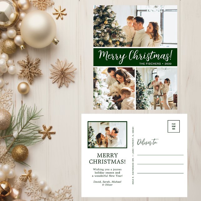 Merry Christmas 4 Photo  Holiday Postcard (Creator Uploaded)