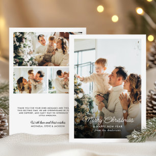 Merry Christmas 4-Photo Personal Message Holiday Card