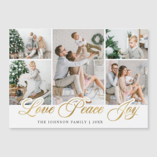 Merry Christmas 5 PHOTO Greeting Magnetic Card