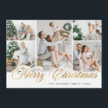 Merry Christmas 5 PHOTO Greeting Magnetic Card<br><div class="desc">Modern Merry Christmas PHOTO Greeting Holiday Card.
 
Surprise and bring joy to your close ones and make the celebration unforgettable.

 For further customisation,  please click the "customise further" link and use our design tool to modify this template.</div>