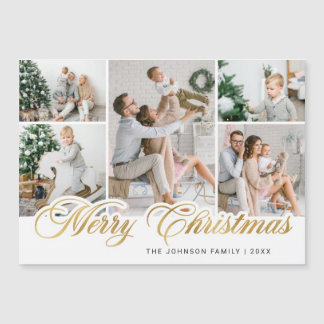 Merry Christmas 5 PHOTO Greeting Magnetic Card