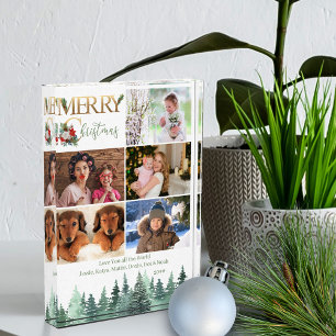 Merry Christmas 5 Photo Winter Forest Personalised Block