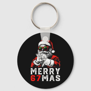 Merry Christmas 6 7 Meme Funny Santa 67 Hand Xmas Key Ring