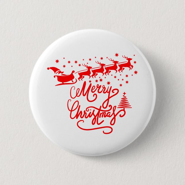 MERRY CHRISTMAS 6 CM ROUND BADGE (Front)