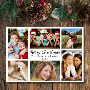 Merry Christmas 6 Photo Collage Holiday Card