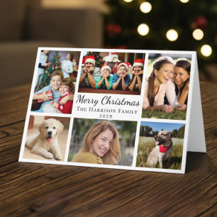 Merry Christmas 6 Photo Collage Holiday Card