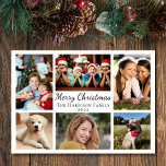 Merry Christmas 6 Photo Collage Holiday Card<br><div class="desc">Simple,  modern 6 photo collage holiday card. Personalize the "Merry Christmas" greeting to something similar in length and add your family name,  the year and six favorite pictures of the children and pets.</div>