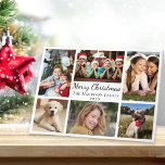 Merry Christmas 6 Photo Collage Holiday Card<br><div class="desc">Modern photo collage folded holiday card featuring "Merry Christmas" in an elegant script,  6 pictures of your favourite people and moments from the last year and your family name and the year in simple typography. On the inside,  personalise your greeting or leave blank.</div>