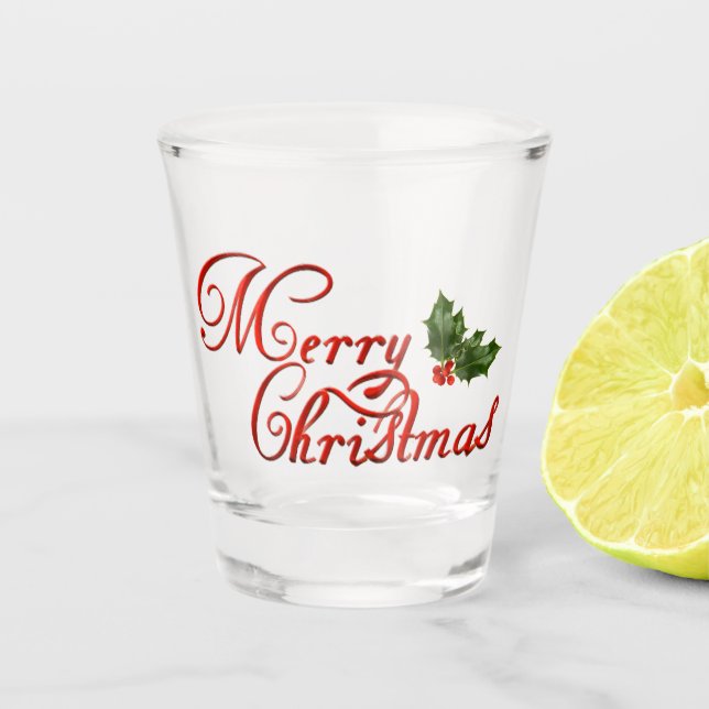 Merry Christmas 6 Shot Glass (Front)
