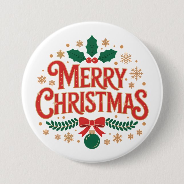 Merry Christmas 7.5 Cm Round Badge (Front)