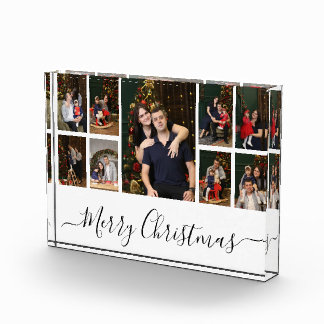 Merry Christmas 9 Photo Custom Photo Block Decor