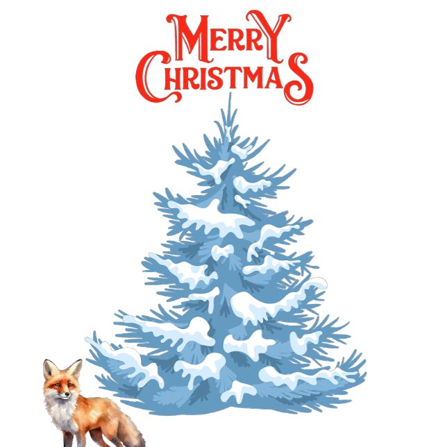 Merry Christmas  A Fox Walking in the Snow Holiday Card (Creator Uploaded)