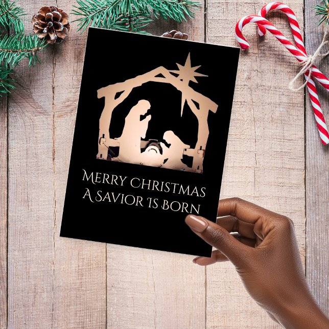 Merry Christmas A Saviour Is Born Nativity  Holiday Postcard (Merry Christmas A Savior Is Born Nativity Holiday Postcard)