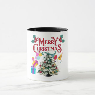  Merry Christmas  a tree and gift Mug