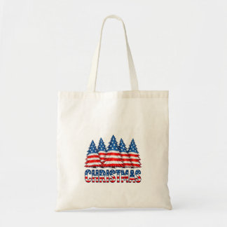 Merry Christmas Aamerican Flag Trees Winter Men Tote Bag