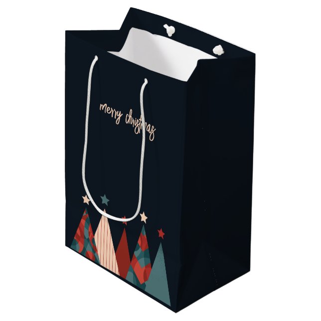 Merry Christmas abstract art trees Medium Gift Bag (Front Angled)
