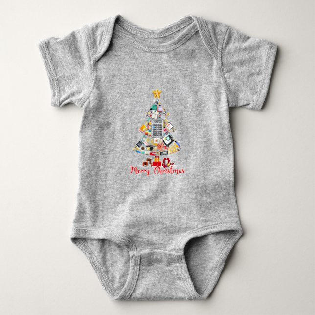 Merry Christmas Accountant Santa Xmas Tree CPA Acc Baby Bodysuit (Front)