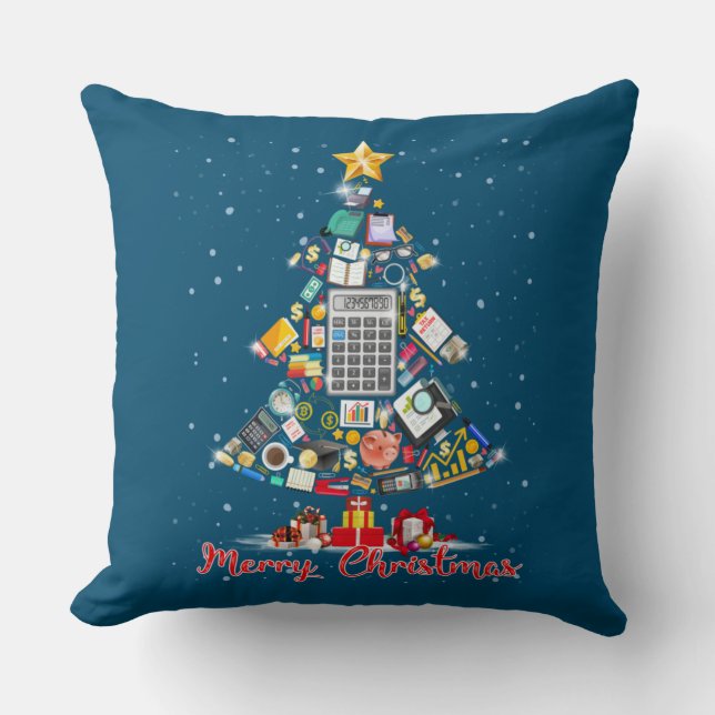 Merry Christmas Accountant Santa Xmas Tree CPA Acc Cushion (Front)
