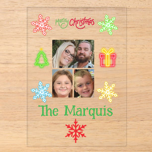 Merry christmas acrylic family greeting card invitations