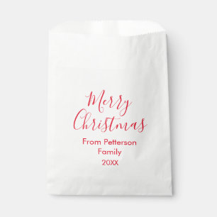 Merry Christmas add family name year simple Favour Bag