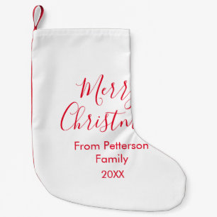 Merry Christmas add family name year simple Small Christmas Stocking