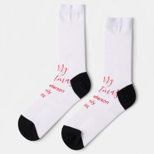 Merry Christmas add family name year simple Socks