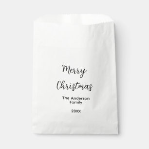 Merry Christmas add family name year text custom e Favour Bag