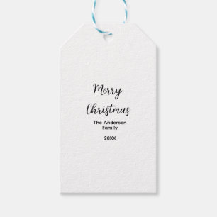 Merry Christmas add family name year text custom e Gift Tags