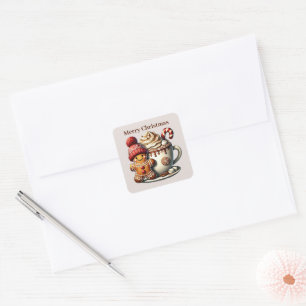 Merry Christmas add message gingerbread Square Sticker