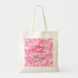 Merry Christmas add name red sparkle glitter holid Tote Bag