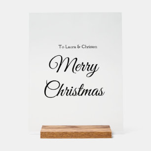 Merry Christmas add name text custom family gift Acrylic Sign