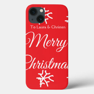 Merry Christmas add name text custom family gift iPhone 13 Case