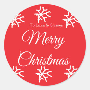 Merry Christmas add name text custom family gift Classic Round Sticker