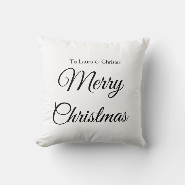 Merry Christmas add name text custom family gift Cushion (Front)