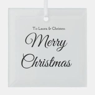Merry Christmas add name text custom family gift Glass Tree Decoration