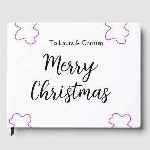Merry Christmas add name text custom family gift Guest Book