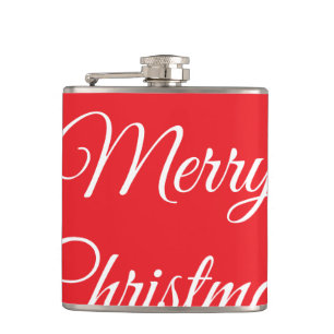 Merry Christmas add name text custom family gift Hip Flask