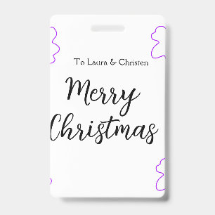 Merry Christmas add name text custom family gift ID Badge