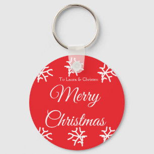 Merry Christmas add name text custom family gift Key Ring