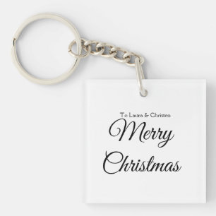 Merry Christmas add name text custom family gift Key Ring