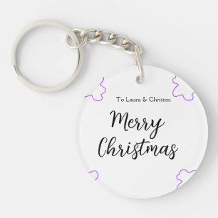 Merry Christmas add name text custom family gift Key Ring