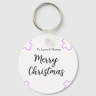 Merry Christmas add name text custom family gift Key Ring