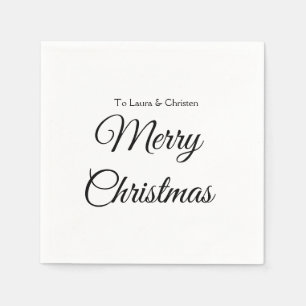 Merry Christmas add name text custom family gift Napkin