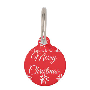 Merry Christmas add name text custom family gift Pet Tag