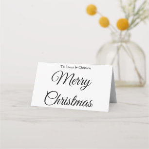 Merry Christmas add name text custom family gift Place Card